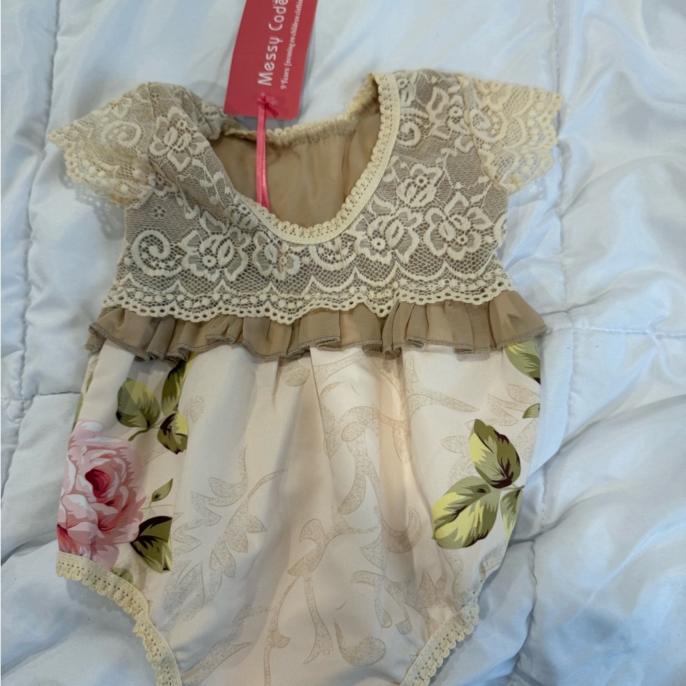 Floral Lace Baby Romper